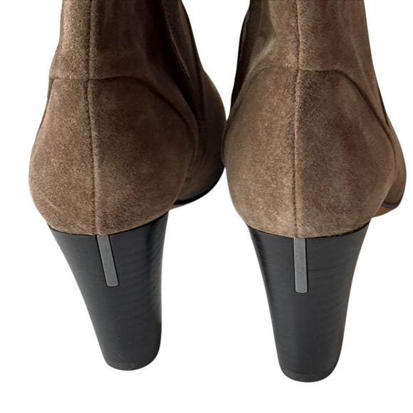 Franco Sarto Pia Heeled Booties in Nougat Leather Suede Boots Size 7.5 NEW - Picture 3 of 6